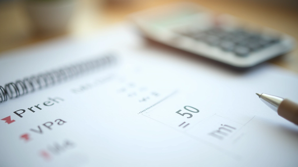 Tableau de calcul des pourcentages et charges sociales avec stylo