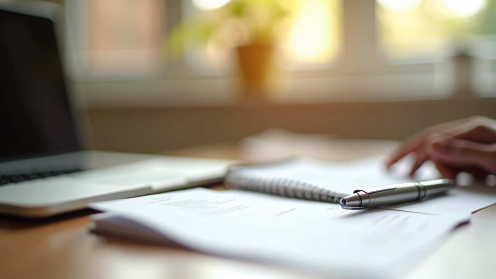 Bureau organisé avec dossiers de reçus et cahier de suivi